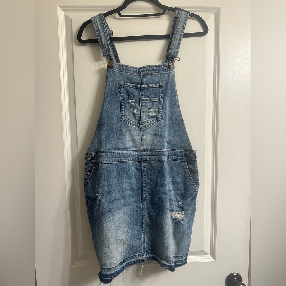 Maurices Blue Denim Overall Dress